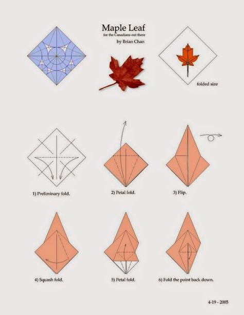 Maple Leaf Origami Origami Maple Leaf Tutorial, Origami Maple Leaf, Leaf Origami, Step By Step Origami, Origami Leaf, Origami Guide, Dinosaur Origami, Origami Leaves, Origami Architecture