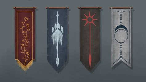 Concept Art Medieval, Fantasy Banner, Medieval Banner, Evelynn League Of Legends, Heraldry Design, Art Medieval, Fantasy Props, Banner Flag, Flag Art