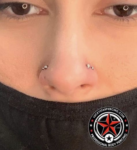 Double nostril piercings on both sides Double Nose Piercing On Both Sides, Nose Piercing Double Side, Triple Nose Piercing Different Sides, Nostril Piercing Both Sides, Double Piercing Nose, Double Nostril Piercing Same Side, Double Nostril Piercing Both Sides, Nose Piercing Both Sides, Two Nose Piercings On Both Sides