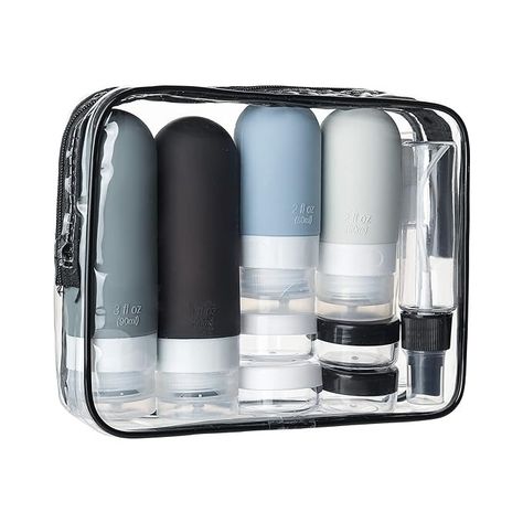 Amazon.com: Depoza 16 Pack Travel Bottles Set - TSA Approved Leak Proof Silicone Squeezable Containers for Toiletries, Conditioner, Shampoo, Lotion & Body Wash Accessories (16 pcs/Black Pack) : Beauty & Personal Care Sparkle Bag, Travel Jar, Travel Containers, Travel Bottle Set, Travel Container, Tsa Approved, Refillable Bottles, Travel Bottles, Container Set