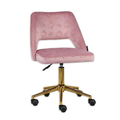 PRICES MAY VARY. 𝐇𝐄𝐋𝐋𝐎 𝐊𝐈𝐓𝐓𝐘 𝐕𝐄𝐋𝐕𝐄𝐓: Indulge in the sensory friendly embrace of our vanity swivel chair, enveloped in plush velvet adorned with charming embossed Hello Kitty motifs and her iconic bow 𝐂𝐎𝐌𝐅𝐘 𝐒𝐄𝐀𝐓𝐈𝐍𝐆: Crafted with the utmost care, this vanity rolling chair boasts ultra soft fabric and generous padding of polyurethane foam, offering an irresistible cocoon of coziness 𝐎𝐏𝐄𝐍 𝐋𝐎𝐖𝐄𝐑 𝐁𝐀𝐂𝐊𝐑𝐄𝐒𝐓: The open lower end backrest of the comfy desk chair Hello Kitty Vanity Chair, Hello Kitty Chair, Hello Kitty Vanity, Cute Desk Chair, Mirrored Vanity Table, Makeup Chair, Hello Kitty Rooms, Impressions Vanity, Pink Office