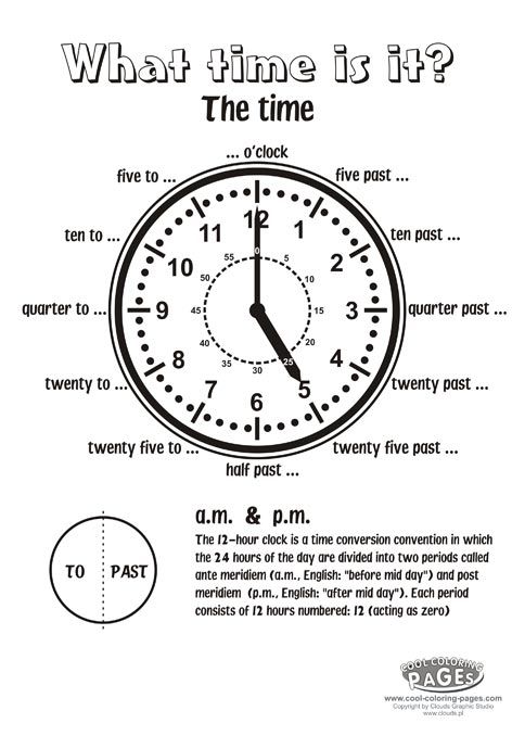 What time is it - clock no 15 English Primary School, Clock Worksheets, Telling Time Activities, Educational Coloring Pages, Regular Verbs, What Time Is It, Time Worksheets, Teaching Time, Math Work