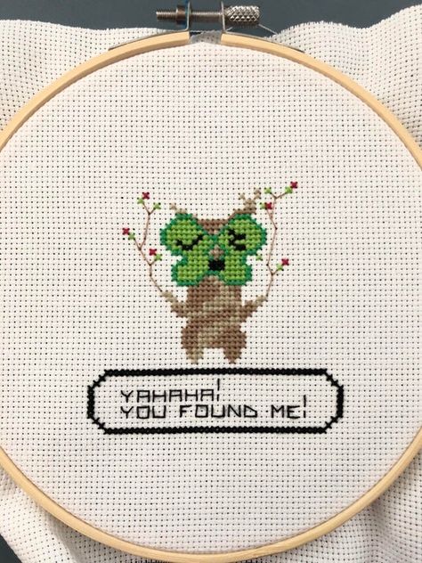 Korok Cross Stitch Pattern, Korok Cross Stitch, Zelda Crafts, Snitches Get Stitches, Beaded Cross Stitch, Pixel Pattern, Pixel Art Pattern, Short And Sweet, Fabric Yarn