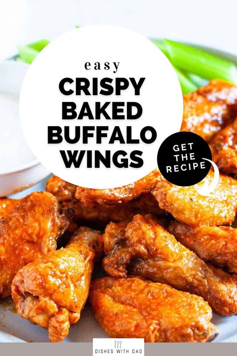 These crispy baked buffalo wings are a slightly healthier take on classic deep-fried buffalo wings, but with the addition of one key ingredient, they're every bit as crispy and delicious as fried wings. Deep Fried Buffalo Wings, Deep Fried Wings, Fried Buffalo Wings, Crispy Buffalo Wings, Oven Chicken Wings, Baked Buffalo Wings, Fried Wings, Awesome Chicken, Crispy Baked Chicken Wings