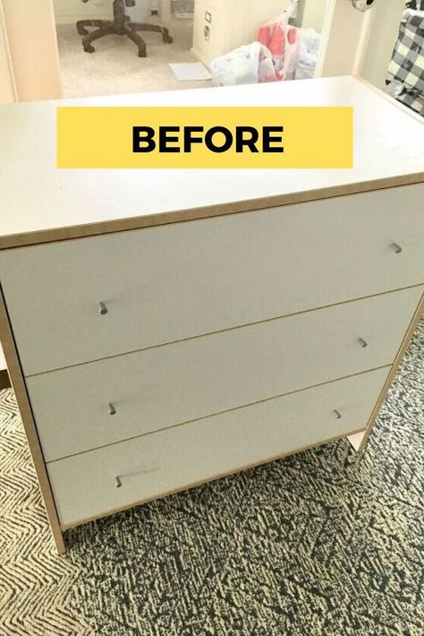 Looking for a quick dresser refresh project? Check out this easy and cheap before and after makeover idea of this quick upcycled dresser with no paint. #diy #dresser #makeover Cheap Dresser Makeover, Using Peel And Stick Wallpaper, Refinished Bedroom Furniture, Before And After Makeover, Decorating Terra Cotta Pots, Ikea Dresser Makeover, Easy Furniture Makeover, Cheap Dresser, Upcycle Dresser