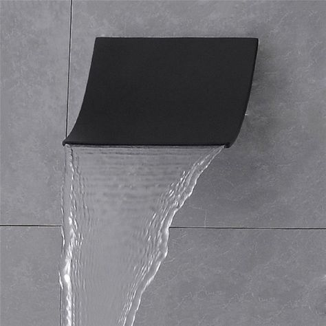 Black Waterfall Tub Faucet Wall Mount Bathtub Tap Waterfall Shower Head, Waterfall Tub Faucet, Bathtub Spout, Led Faucet, Contemporary Bathtubs, Refinish Bathtub, Bathroom Faucets Waterfall, Waterfall Shower, Glass Vessel Sinks