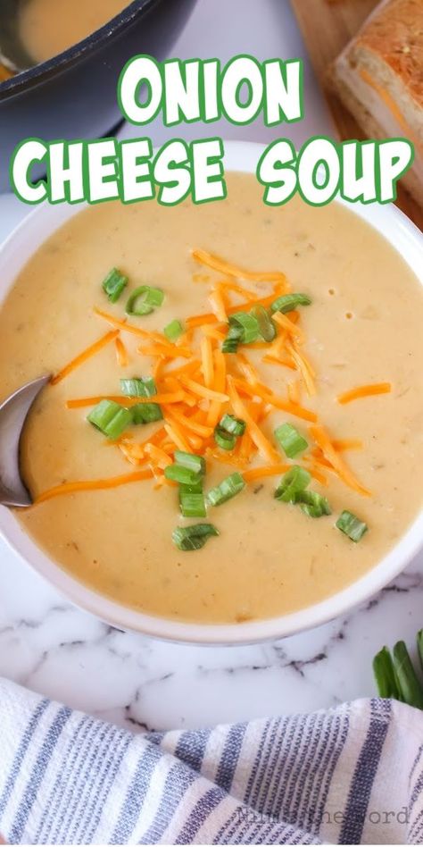 Onion Cheese Soup is the perfect soup to warm you up on a cool day! It’s perfectly creamy, delightfully healthy, and full of flavor! #onionsoup #cheesy #numstheword #creamy #healthy #flavors #soups #fall Soups Fall, Cheddar Cheese Soup, Best Soup Recipes, Cheddar Soup, Cheese Soup, Favorite Comfort Food, Easy Soups, Easy Soup Recipes, Hearty Soups