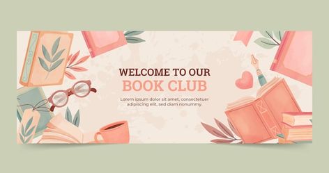 Club Social Media, Book Banner, Fb Banner, Literature Books, Cover Template, Book Club, Graphic Resources, Literature, Vector Free