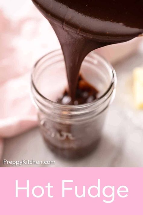 Super easy to make, this Hot Fudge recipe is so rich and absolutely irresistible. Silky smooth and decadent, you only need a handful of pantry staples to make this recipe from scratch. You won’t even miss the store-bought version. Chocolate Ice Cream Topping, Hot Fudge Sauce Recipe, Fudge Sauce Recipe, Sundae Party, Hot Chocolate Sauce, Homemade Chocolate Sauce, Chocolate Sauce Recipes, Homemade Hot Fudge, Chocolate Fudge Sauce