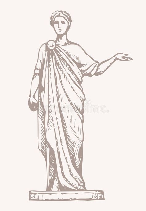 Greek Drawing, Classic Drawing, Elegance Dress, Roman Statue, Greek Statues, Infographic Design Inspiration, Roman Emperor, Vector Drawing, Ancient Romans