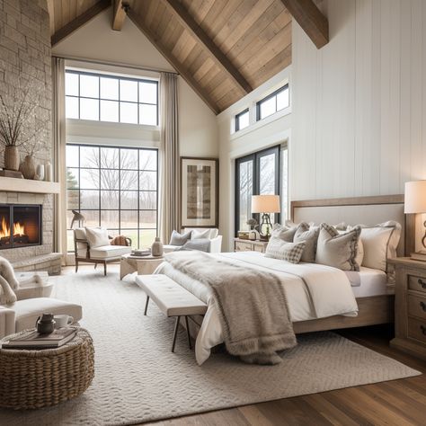 Modern barndominium design idea Large Master Bedrooms Decor, Barndo Ideas, Master Addition, Barndominium Interior, Life Vibes, Modern Farmhouse Bedroom, Barn Style House Plans, Dream Life House, Bloxburg Ideas