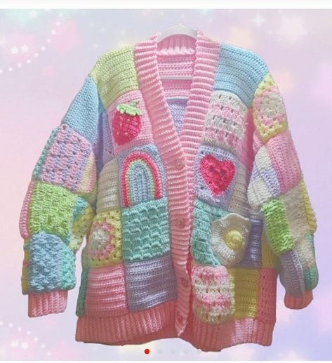 Jaket Crochet, Gilet Crochet, Crochet Cushion Cover, Kawaii Crochet, Crochet Fashion Patterns, Cardigan Pattern, Free Crochet Patterns, Kawaii Clothes, Crochet Cardigan