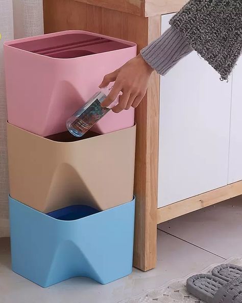 #trash #garbage #be_eco #sorting rubbish Trash Segregation, Closet Command Center, Garbage Sorting, Pegboard Bins, Recycling Bins Kitchen, Recycling Storage, Recycling Station, Spain House, Wooden Bedroom