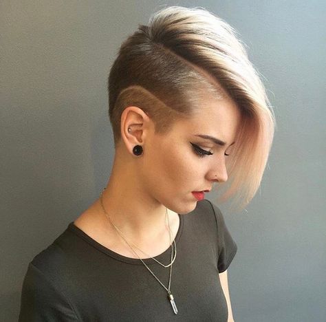 Wish I had the guts to do this and that I would be able to pull it off! Undercut, Blonde Hair, Piercings, A Woman, Blonde, Hairstyles, Hair, Black