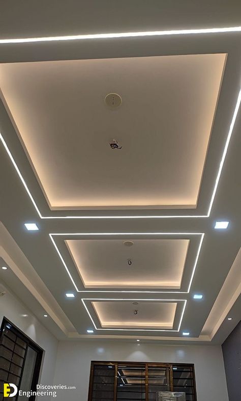 Modern POP False Ceiling Designs For Your Home! - Engineering Discoveries Latest Gypsum Ceiling Design, Lobby False Ceiling Design Modern, Lobby Down Ceiling Design, Lobby Ceiling Design Modern, Lobby False Ceiling Design, Kitchen Ceiling Design, Drawing Room Ceiling Design, Gypsum Ceiling Design, Luxury Ceiling Design