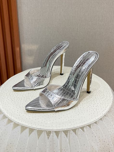 Silver Mules, Mules Women, Heeled Mule, Heeled Mules Sandals, Mule Sandals, Heeled Sandals, Womens Heels, Mule, Wedding Shoe