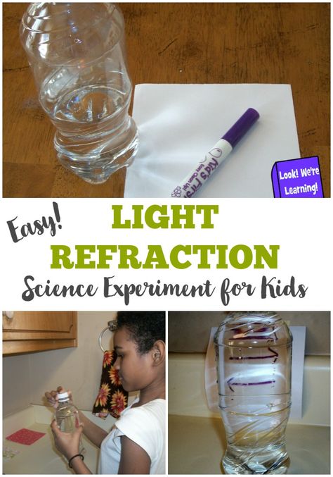 This simple light refraction experiment for kids is an awesome way to learn about the properties of light! Light Waves Science, Refraction Experiment, Chemistry Experiments For Kids, Light Science, Experiments Kids, Light Refraction, Light Activities, 4th Grade Science, Kids Light