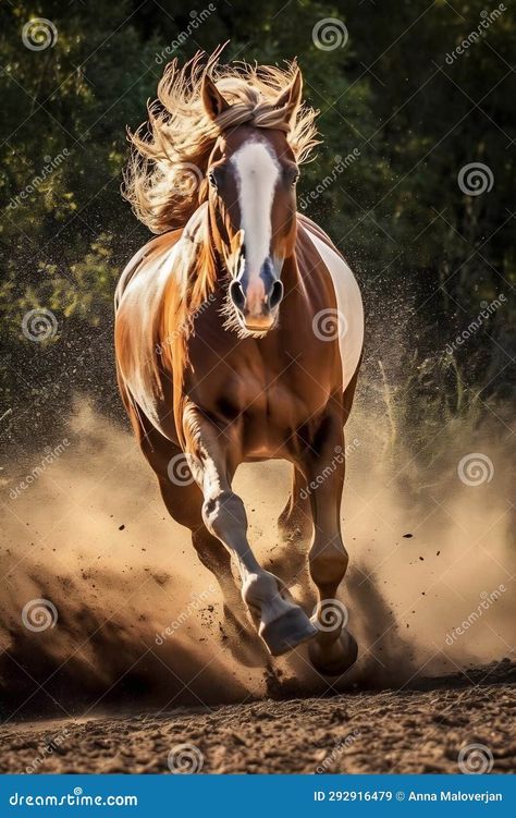 Running Horse with a Streamed Mane Stock Image - Image of speed, power: 292916479 Horse Running Front View, Running Front View, Horse Running, Running Horse, Running Horses, Front View, Large Wall, Large Wall Art, Farmer