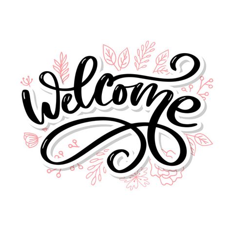 Welcome brush lettering | Premium Vector #Freepik #vector Welcome Images Pictures, Welcome Drawing, Welcome Calligraphy, Welcome Graphic, Welcome Lettering, Calligraphy Banner, We Are Open Sign, Welcome Font, Ring Drawing