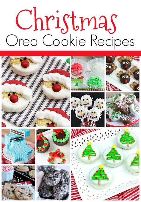 Oreo Cookie Christmas Treats, Oreo Cookie Santas, Christmas Cookies With Oreos, Oreo Cookies Christmas Ideas, Oreo Dipped Christmas Cookies, Christmas Cookies Oreo, Oreo Christmas Cookies, Christmas Recipes Sides, Easy Christmas Cookies Decorating