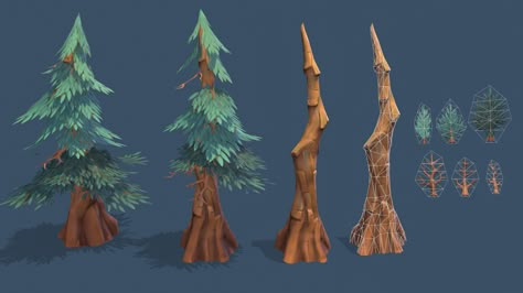 ArtStation - Stylized Forest, Emma Kaempf Stylized Tree 3d, Stylized Game Environment, Stylized Game Art, Tree Stylized, Stylized Forest, Dungeons And Dragons Diy, Stylized Trees, Forest Environment, 3d Forest