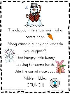 Classroom Freebies Too: Chubby Little Snowman Poem Snowman Poem, Kindergarten Poems, Winter Poems, Christmas Poem, Snowmen Activities, Preschool Winter, Winter Songs, Winter Classroom, Winter Kindergarten