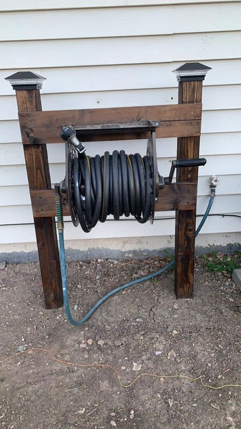 Garden Hose Storage Ideas, Hose Storage Ideas, Garden Hose Storage, Garden Hose Holder, Garden Hose Reel, Hose Storage, Summer Front Porches, Front Porch Ideas Australia, Farmhouse Front Porches