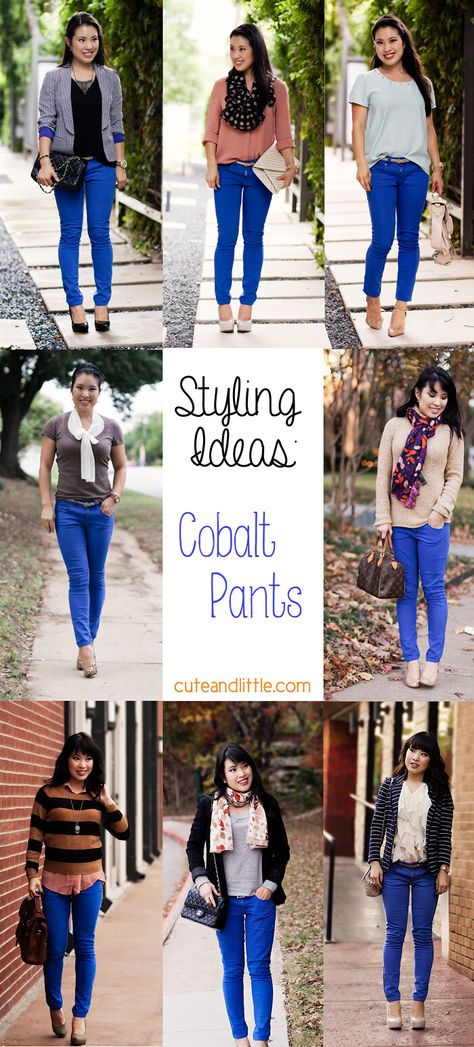 Cobalt Pants, Cobalt Blue Pants, Blue Pants Outfit, Royal Blue Pants, Look Formal, Dallas Fashion, Styling Inspiration, Blue Trousers, Colored Pants