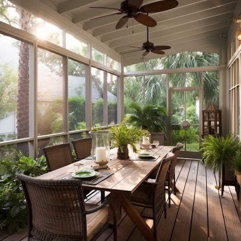 15+ Screened Porch Designs to Create Your Perfect Outdoor Haven • 333k+ Inspiring Lifestyle Ideas Screened In Dining Room, Colonial Back Porch, Screened In Porch Dining Area, Screened In Porch With Table, Screened In Porch With Dining Table, Screened Porch Dining, Screened In Porch Exterior View, House Plan Screened Porch, Yellow Pillows Clean