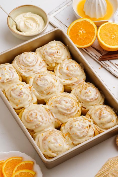 Orange Rolls Rhodes Orange Rolls Recipe, Cinnamon Rolls Orange, Orange Glazed Cinnamon Rolls, Southern Living Orange Rolls, Vegan Orange Cinnamon Rolls, Sweet Orange Rolls, Cinnamon Orange Rolls, Orange Frosting For Cinnamon Rolls, Homemade Orange Cinnamon Rolls