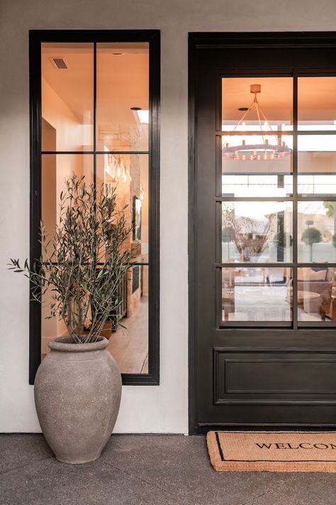 Black Window And Door Frames, Front Of House Window Ideas, Black Window Frames Exterior Houses, Black Windows Interior, Affordable Windows, Black Window Frames, Spring Planter, Becki Owens, Window Grill