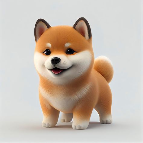 Cute cartoon little shiba inu puppy 3d c... | Premium Photo #Freepik #photo #baby-dog #cute-puppy #cute-dog #doggy Shiba Inu Cartoon, Giant Props, Shiba Dog, Goofy Dog, 3d Dog, Shiba Inu Puppy, Photo Cute, Dog Cartoon, Shiba Inu Dog