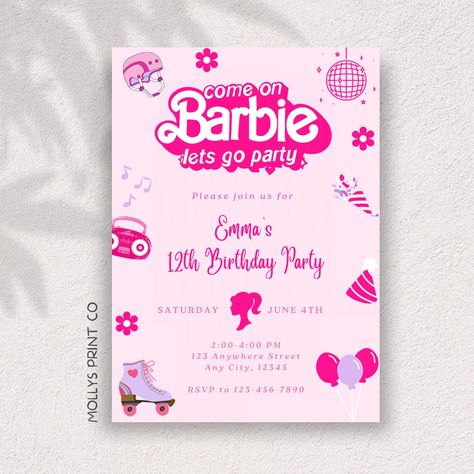 Barbie Birthday Party Invite, Barbie Bday Invitation, Barbie Theme Birthday Invitation, Barbie Themed Invitation, Barbie Birthday Invitations Free, Barbie Theme Invitation, Barbie Invitations Birthday, Barbie Invites, Barbie Birthday Party Invitations