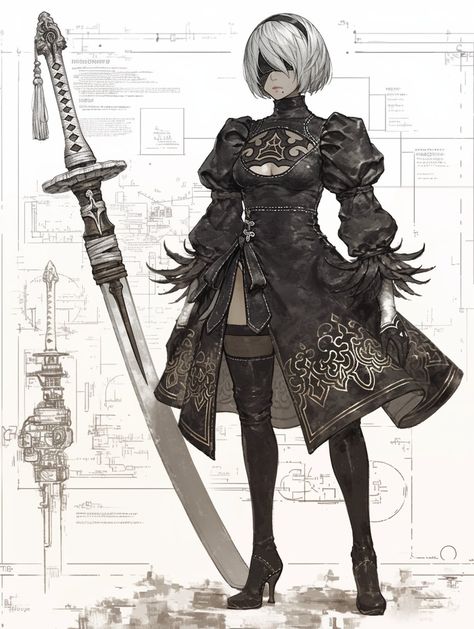 Nier Automata Background, 2b Concept Art, Nier Official Art, Nier Concept Art, Nier Automata Concept Art, Neir Automata 2b, 2b Sketch, Nier Automata Game, Nier Characters