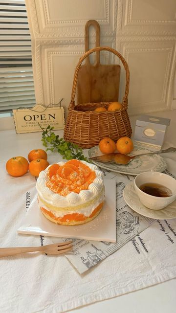 지영 on Instagram: "🍊tangerine short cake🍊" Clementine Strawberry Shortcake, Orange Birthday Cake Aesthetic, Orange Blossom Aesthetic Strawberry Shortcake, Manderine Orange Cake, Tangerine Skillet Cake, Tangerine Cake, Short Cake, December 27, Strawberry Shortcake