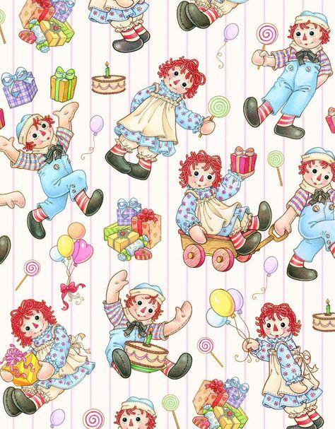 Raggedy Ann and Andy Raggedy Andy, Raggedy Doll, Raggedy Ann Doll, Vintage Wrapping Paper, Raggedy Ann And Andy, Glitter Graphics, Backgrounds Wallpapers, Raggedy Ann, Paper Toys