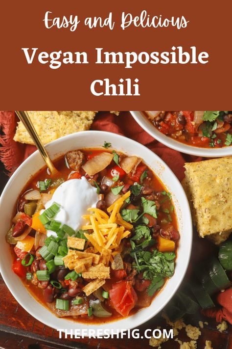 Impossible Chili, Vegan Crockpot Chili, Vegan Chili Crockpot, Healthy Chili Recipe, Crockpot Vegan, Chili Crockpot, Chili Recipe Healthy, Vegan Crockpot, Healthy Chili