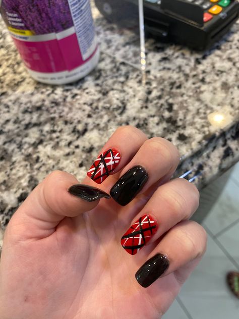 Van Halen Nails, Eddie Van Halen Drawing, Van Halen Aesthetic, Rock Band Nails, Eddie Van Halen Wallpaper, Rock Nails Designs, Van Halen Wallpaper, Rock N Roll Nails, Band Nail Art