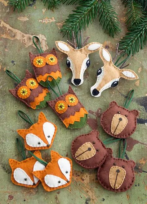 Diy Owl, Diy Felt Christmas Ornaments, Fox Ornaments, Owl Christmas, Diy Christmas Gifts For Family, Fox Christmas, Diy Christmas Ornaments Easy, Winter Decorations Diy, Felt Ornament