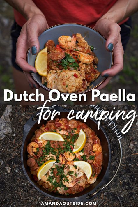 Chorizo And Rice, Shrimp Chorizo, Dutch Oven Recipes Cast Iron, Dutch Oven Camping Recipes, Camping Dinner, Camping Meal, Trail Food, Dutch Oven Camping, Camping Snacks