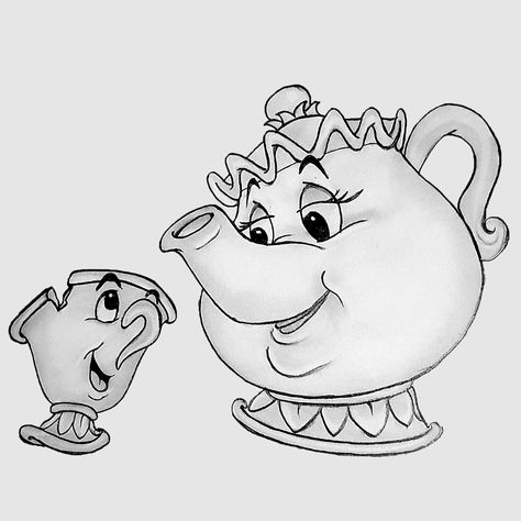 Chip  Mrs. Potts from Beauty and The Beast Sketch. #ArtByTatiana #Disney #Sketch #Sketcher #Drawing #Art Beauty And The Beast Chip Drawing, Bell From Beauty And The Beast Drawing, Chip And Mrs Potts Drawing, Beauty And The Beast Chip And Mrs Potts, Disney Drawings Beauty And The Beast, Ms Pots And Chip Tattoo, Mrs Potts And Chip Tattoo Mother Daughter, Beauty And The Beast Characters Drawings, Beauty And Beast Drawing