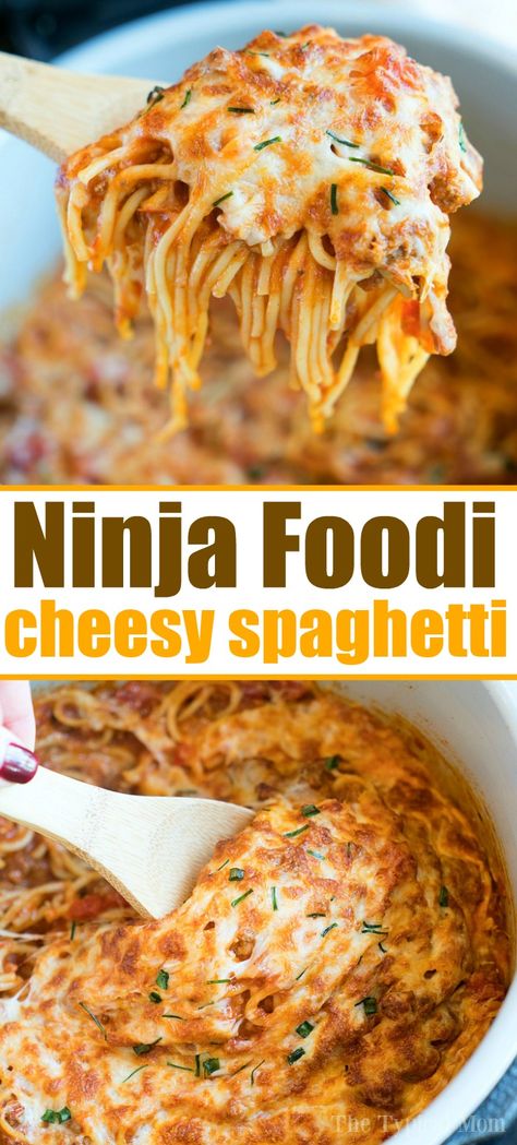 Ninja Foodi Spaghetti, Ninja Cooking System, Ninja Cooking System Recipes, Cheesy Spaghetti, Healty Dinner, Ninja Recipes, Favorite Dinner, Baked Spaghetti, Air Fryer Dinner Recipes