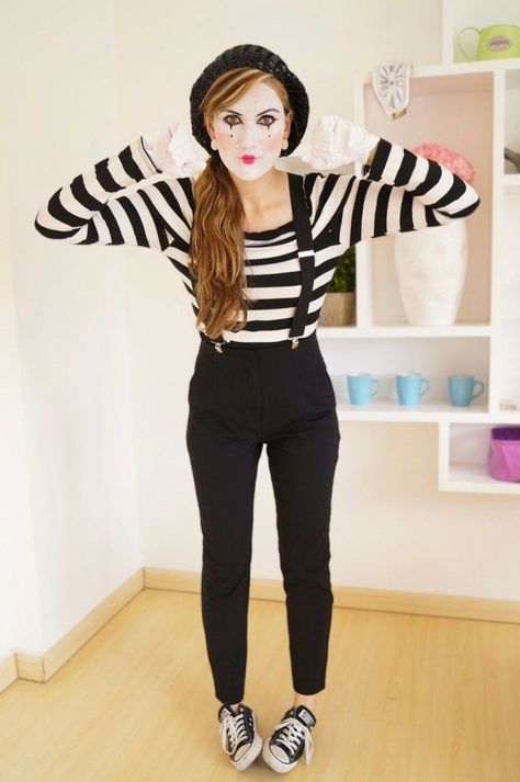 Mime Halloween Costume, Halloween Costumes To Make, Costume Carnaval, Best Couples Costumes, Easy Diy Costumes, Diy Kostüm, Unique Halloween Costumes, Last Minute Halloween Costumes, Fantasias Halloween