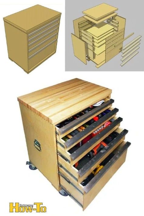 Portable Tool Storage, Tool Cabinets, Wood Tool Box, Advanced Woodworking Plans, Tool Storage Cabinets, Workbench Plans Diy, Building Inspiration, Diy Step, Woodworking Tools Storage