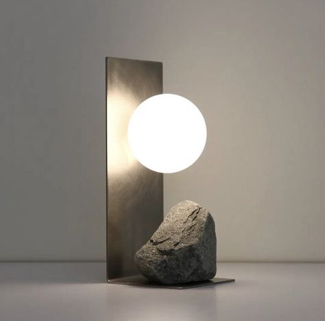 Wall Lamps Diy, Natural Table Lamps, Natural Lamps, Japanese Lamp, Rock Lamp, Stone Lighting, Concrete Light, Stone Lamp, Concrete Lamp