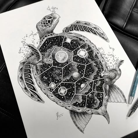 Turtle Whale Tattoo, Turtle With World On Back Tattoo, Big Sea Turtle Tattoo, Turtle Tattoo Ideas Men, Galaxy Tattoo Drawing, Cool Sea Turtle Tattoos, Large Turtle Tattoo, Turtle Tree Of Life Tattoo, Space Turtle Tattoo