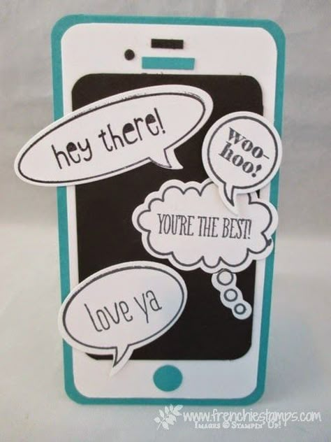 Word bubble,  IPhone Card perfect for teenager. Frenchiestamps.com Messages Iphone, Teenage Cards, Bubble Fun, Birthday Cards For Boys, Bday Cards, Boy Cards, Teen Birthday, Cadeau Diy, Kids Birthday Cards