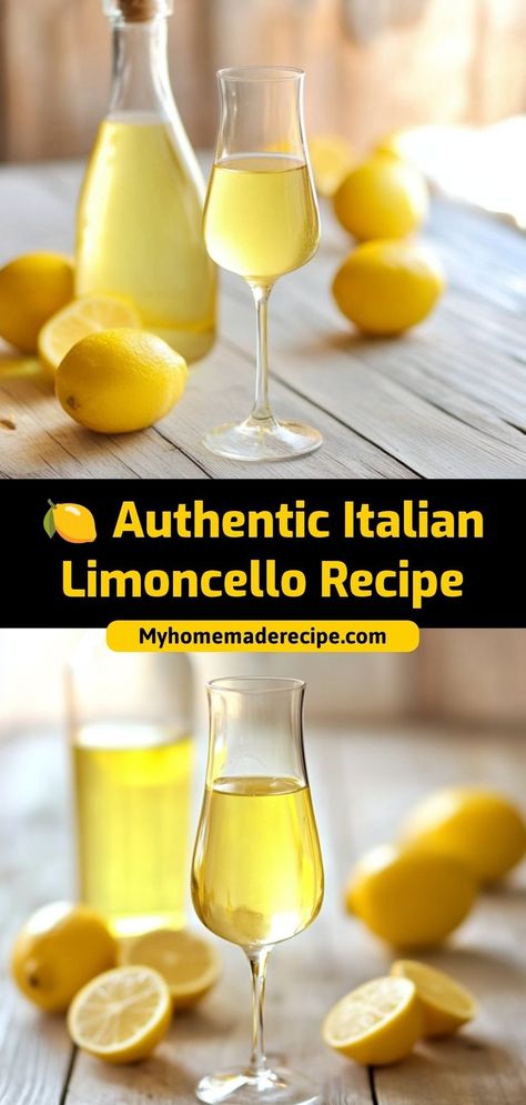 This authentic Italian Limoncello is smooth, zesty, and easy to make at home. A perfect sip of Italian flavor! Ingredients: 10 lemons, zested 1 liter vodka 4 cups water 3 cups sugar Enjoy this homemade limoncello for a refreshing, citrusy treat. Perfect as a digestif or gift Limoncello Baking Recipes, Home Made Limoncello, Lemoncello Recipes Diy, Drinks With Lemoncello Recipes, Lemon Cello Recipe Homemade, Lemoncello Recipes Easy, Lemonchello Drinks Recipe, How To Make Limoncello, Homemade Limoncello Recipe