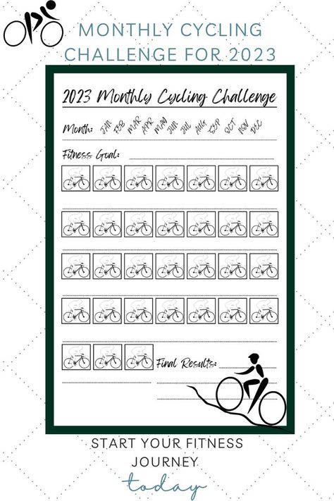 Challenge yourself to bike a specific number of miles each month, and watch your body and mindset transform! Color in a square for each day your goal is completed. Use this cute tracker to keep the momentum going! Miles Tracker, Cycling Challenge, Challenge Fitness, 2023 Printable, Printable Workouts, I Want To Ride My Bicycle, At Home Workout Plan, Challenge Yourself, Cycling Bikes