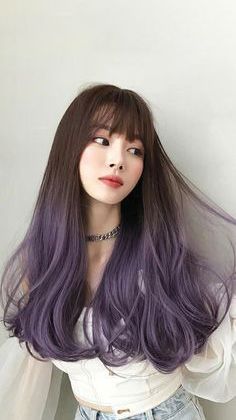 Korean Girl Hair Color, Hair Color Ideas Purple, Best Temporary Hair Color, Dark Purple Hair, Korean Hair Color, Hair Color Underneath, Hair Color Streaks, Long Hair Color, Pretty Hair Color